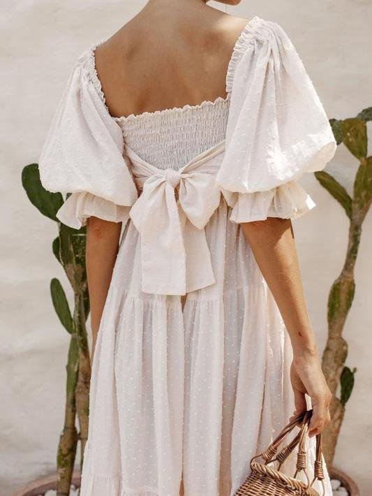 Short Sleeve High Waist Slim Jacquard Dress - Midi Dresses - INS | Online Fashion Free Shipping Clothing, Dresses, Tops, Shoes - 19/07/2021 - 40-50 - Category_Midi Dresses