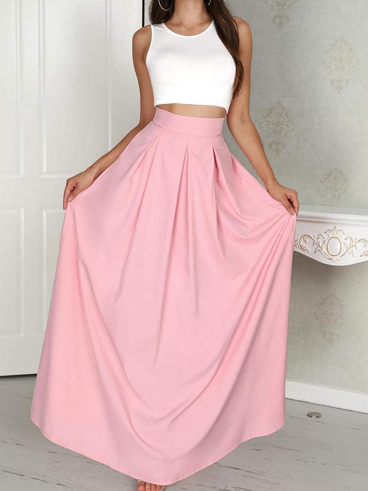 Sleeveless Cropped Top & Pleated Skirt Sets - Two-piece Outfits - INS | Online Fashion Free Shipping Clothing, Dresses, Tops, Shoes - 30/04/2021 - Category_Skirt Sets - Color_Pink