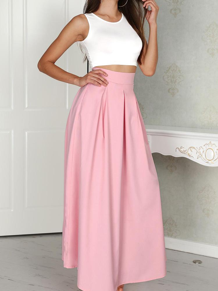 Sleeveless Cropped Top & Pleated Skirt Sets - Two-piece Outfits - INS | Online Fashion Free Shipping Clothing, Dresses, Tops, Shoes - 30/04/2021 - Category_Skirt Sets - Color_Pink
