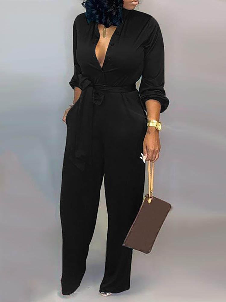 Solid Buttoned Pocket Casual Jumpsuit - Jumpsuits & Rompers - INS | Online Fashion Free Shipping Clothing, Dresses, Tops, Shoes - 29/04/2021 - Color_Black - Color_Blue