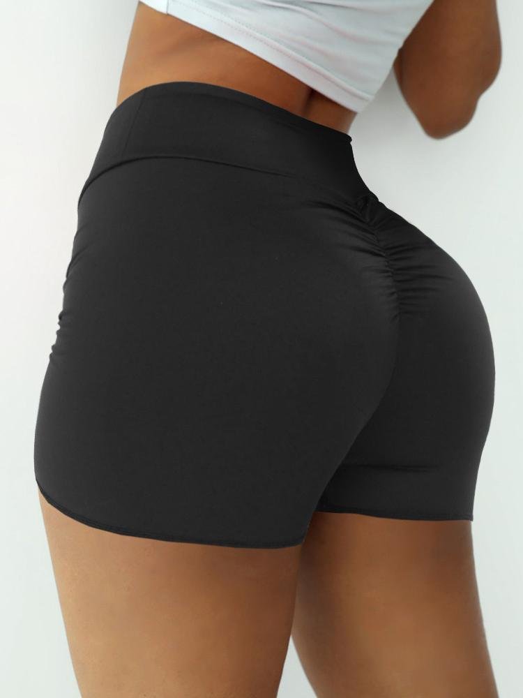 Solid Color High Waist Yoga Shorts Bottoming Hip Pants - Sport Shorts - INS | Online Fashion Free Shipping Clothing, Dresses, Tops, Shoes - 19/04/2021 - Category_Sport Shorts - Color_Black