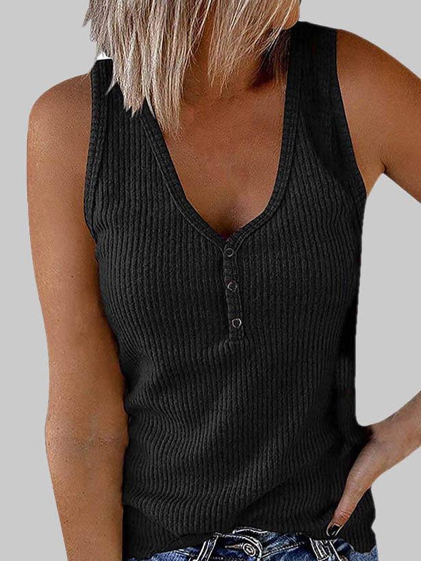 Solid Color V-neck Sleeveless Vest - Tank Tops - INS | Online Fashion Free Shipping Clothing, Dresses, Tops, Shoes - 04/06/2021 - Color_Black - Color_Pink