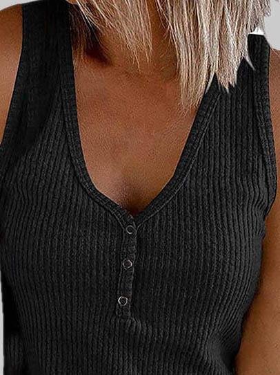 Solid Color V-neck Sleeveless Vest - Tank Tops - INS | Online Fashion Free Shipping Clothing, Dresses, Tops, Shoes - 04/06/2021 - Color_Black - Color_Pink