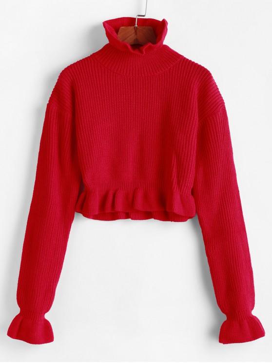 Solid Ruffled Pullover Sweater - INS | Online Fashion Free Shipping Clothing, Dresses, Tops, Shoes