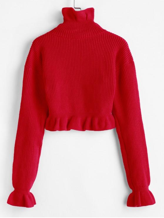 Solid Ruffled Pullover Sweater - INS | Online Fashion Free Shipping Clothing, Dresses, Tops, Shoes