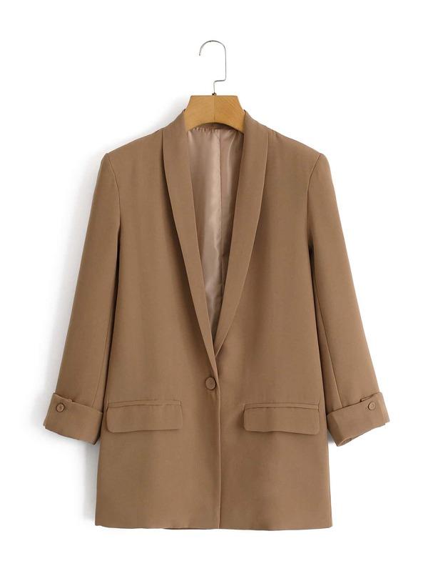 Solid Shawl Collar Blazer - INS | Online Fashion Free Shipping Clothing, Dresses, Tops, Shoes
