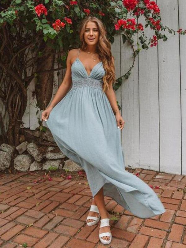Solid Sleeveless Gauze Maxi Dress - Dresses - INS | Online Fashion Free Shipping Clothing, Dresses, Tops, Shoes - 03/02/2021 - Autumn - Daily