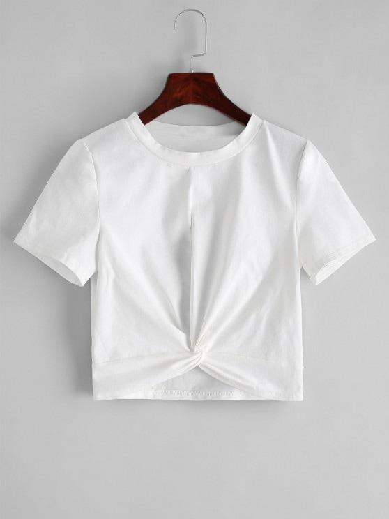 Solid Twist Hem Cropped Tee - INS | Online Fashion Free Shipping Clothing, Dresses, Tops, Shoes