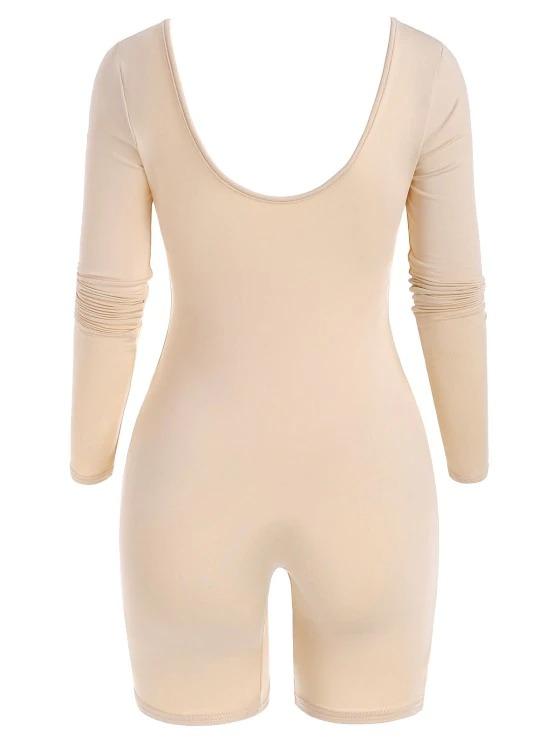 Solid U Neck Unitard Romper - INS | Online Fashion Free Shipping Clothing, Dresses, Tops, Shoes