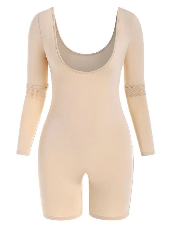 Solid U Neck Unitard Romper - INS | Online Fashion Free Shipping Clothing, Dresses, Tops, Shoes