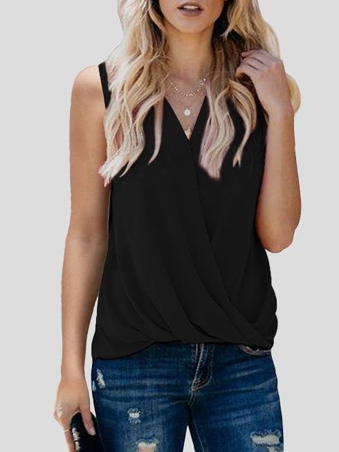 Solid V-neck Bottoming Ladies Small Vest - Tank Tops - INS | Online Fashion Free Shipping Clothing, Dresses, Tops, Shoes - 10-20 - 12/07/2021 - color-black