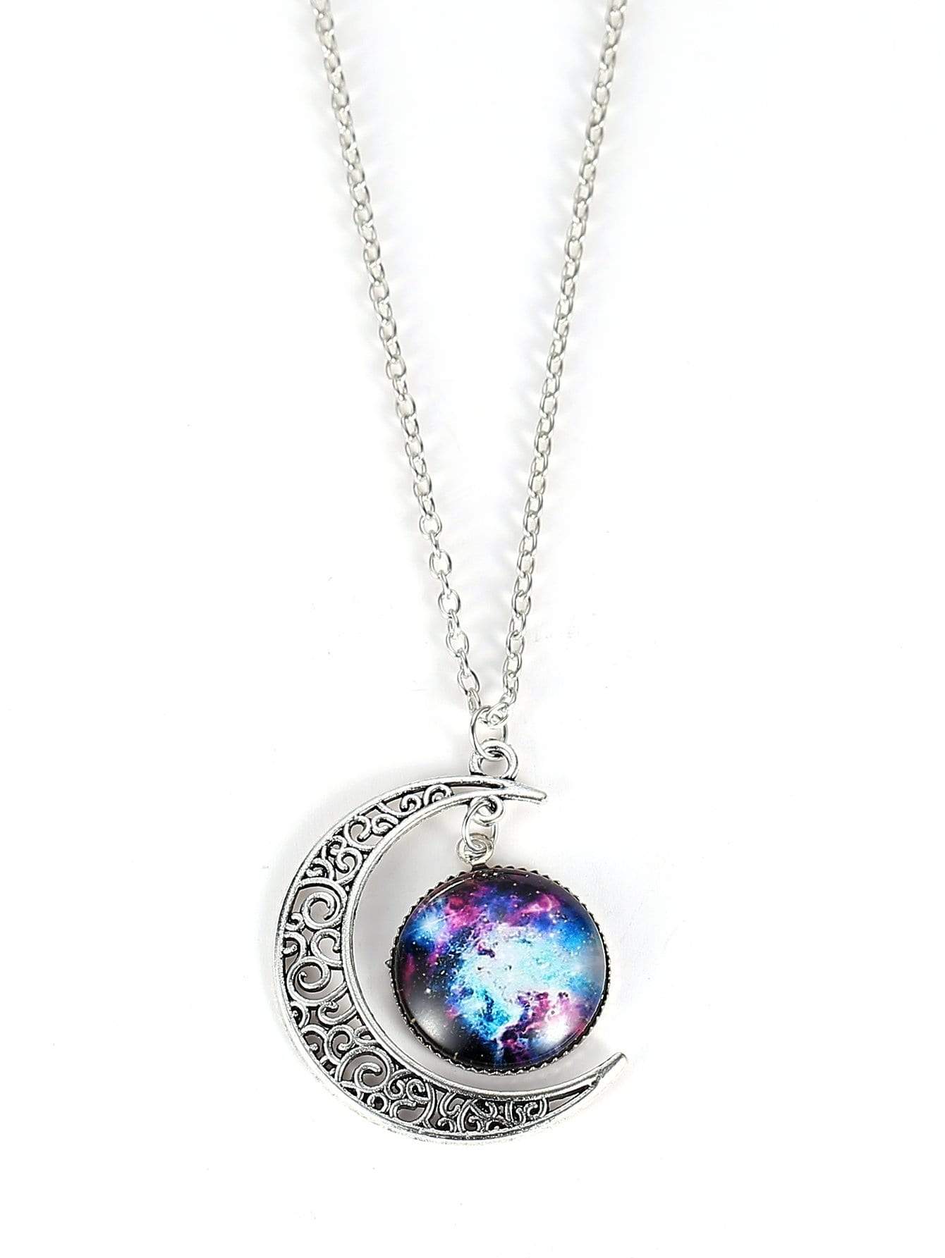 Star Sky Round & Moon Pendant Necklace - INS | Online Fashion Free Shipping Clothing, Dresses, Tops, Shoes