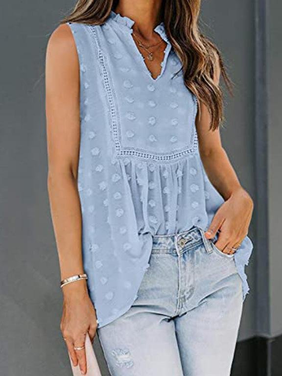 Stitched Polka Dot Bohemian Chiffon Vest - Tank Tops - INS | Online Fashion Free Shipping Clothing, Dresses, Tops, Shoes - 16/07/2021 - 20-30 - color-black