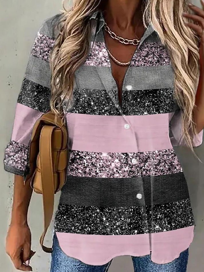 Women's Blouses Lapel Print Button Long Sleeve Blouse - Blouses - Instastyled | Online Fashion Free Shipping Clothing, Dresses, Tops, Shoes - 20-30 - 23/02/2022 - Blouses