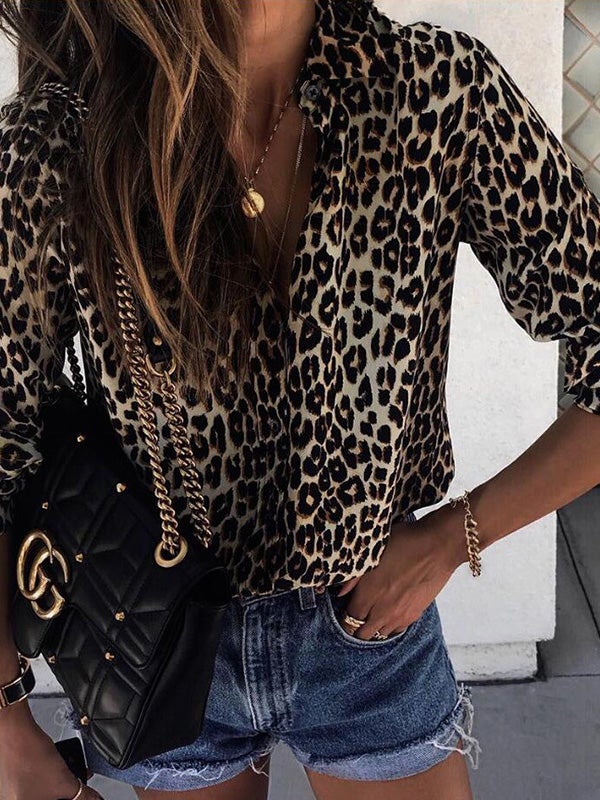 Women's Blouses Leopard Print Button Long Sleeve Blouse - Blouses - Instastyled | Online Fashion Free Shipping Clothing, Dresses, Tops, Shoes - 18/12/2021 - BLO2112181492 - Blouses