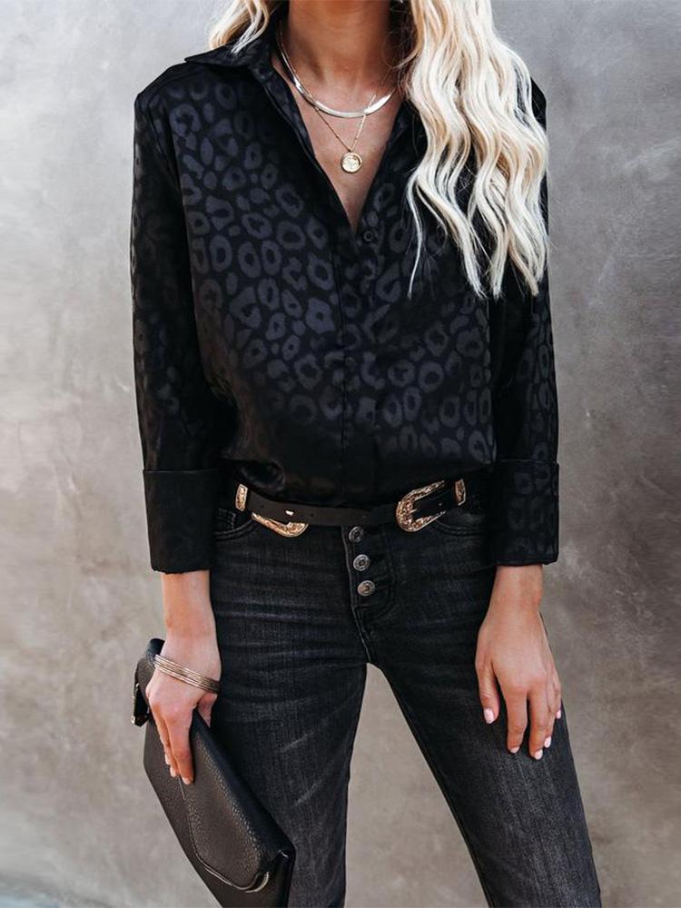 Women's Blouses Leopard Print Long Sleeve Blouses - Blouses - INS | Online Fashion Free Shipping Clothing, Dresses, Tops, Shoes - 13/08/2021 - 20-30 - BLO2108131308