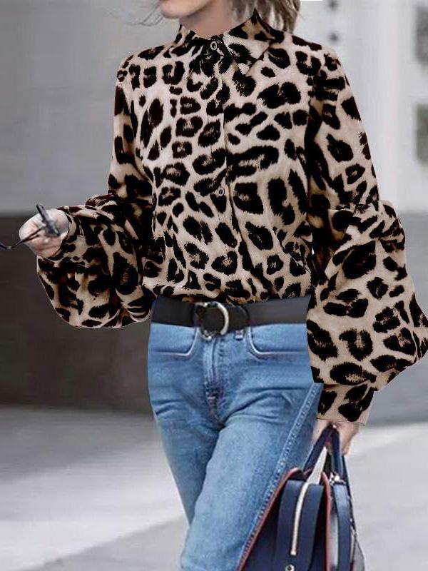 Women's Blouses Leopard Print Long Sleeve Blouses - Blouses - INS | Online Fashion Free Shipping Clothing, Dresses, Tops, Shoes - 20-30 - 24/08/2021 - BLO2108251319