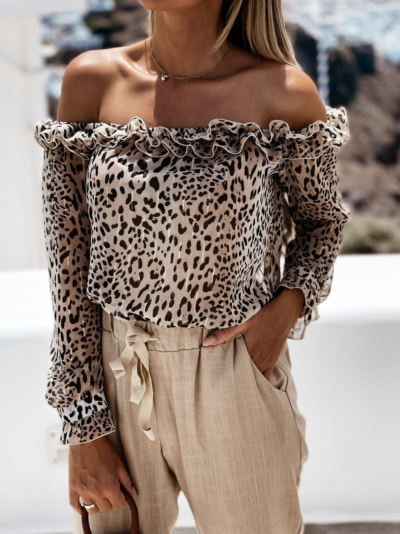 Women's Blouses Leopard Print Long Sleeve Blouses - Blouses - INS | Online Fashion Free Shipping Clothing, Dresses, Tops, Shoes - 11/08/2021 - 20-30 - BLO2108121304