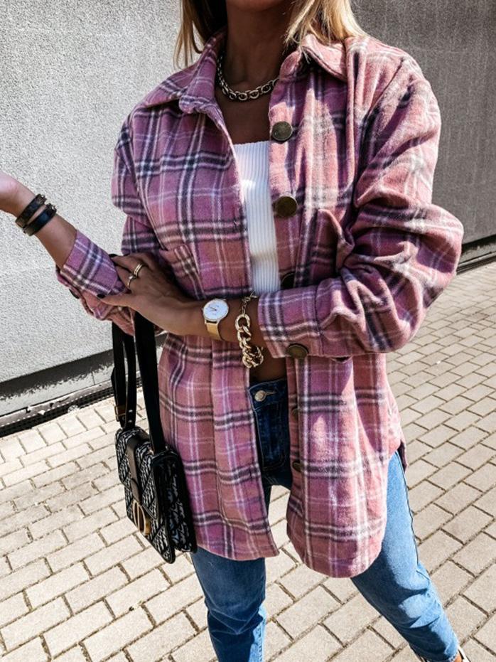 Women's Blouses Loose Retro Plaid Long Sleeve Blouses - Blouses - INS | Online Fashion Free Shipping Clothing, Dresses, Tops, Shoes - 09/08/2021 - 30-40 - BLO2108101301