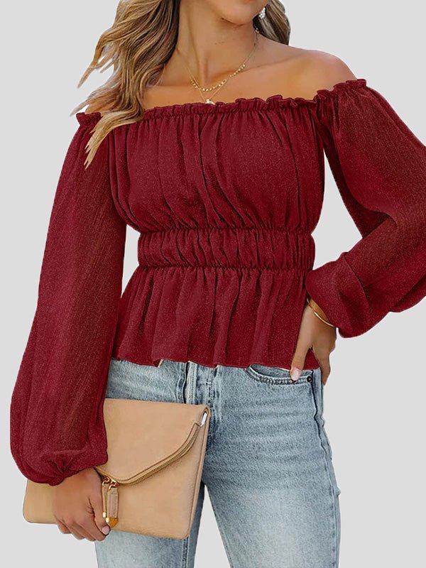 Women's Blouses Solid One-Shoulder Long Sleeve Blouse - Blouses - Instastyled | Online Fashion Free Shipping Clothing, Dresses, Tops, Shoes - 06/04/2022 - 30-40 - BLO2204061655