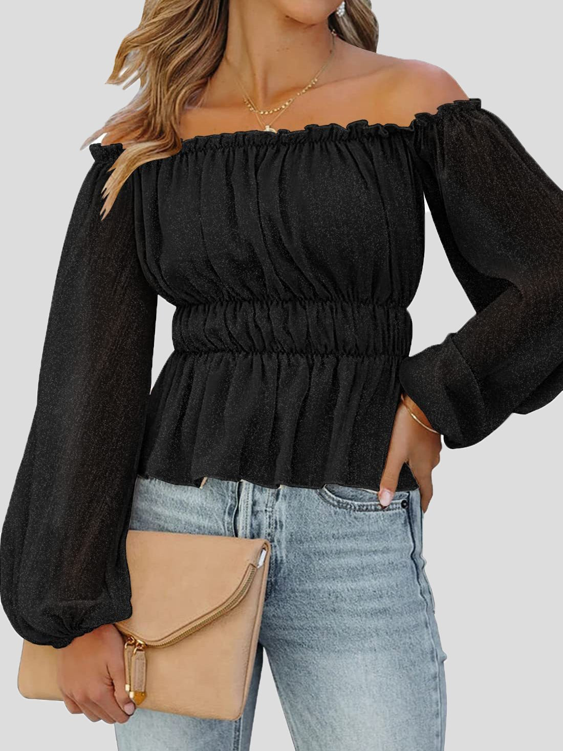 Women's Blouses Solid One-Shoulder Long Sleeve Blouse - Blouses - Instastyled | Online Fashion Free Shipping Clothing, Dresses, Tops, Shoes - 06/04/2022 - 30-40 - BLO2204061655