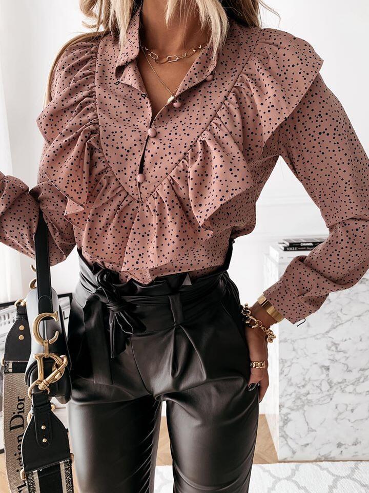 Women's Blouses Temperament Long Sleeve Ruffled Print Blouse - Blouses - INS | Online Fashion Free Shipping Clothing, Dresses, Tops, Shoes - 30/09/2021 - BLO2109301362 - Blouses