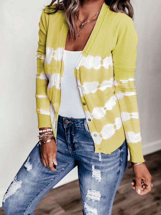 Women's Cardigan Tie-Dye Printed Button Knit Cardigan - Cardigans - INS | Online Fashion Free Shipping Clothing, Dresses, Tops, Shoes - 11/08/2021 - 20-30 - CAR2108121117