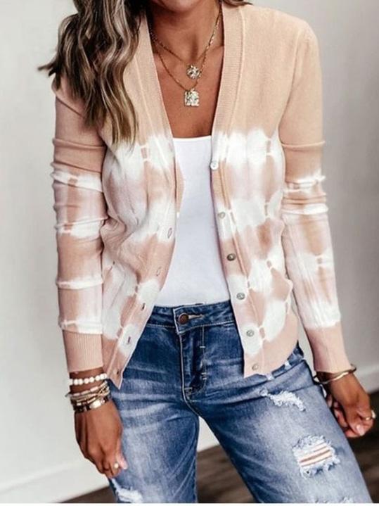 Women's Cardigan Tie-Dye Printed Button Knit Cardigan - Cardigans - INS | Online Fashion Free Shipping Clothing, Dresses, Tops, Shoes - 11/08/2021 - 20-30 - CAR2108121117