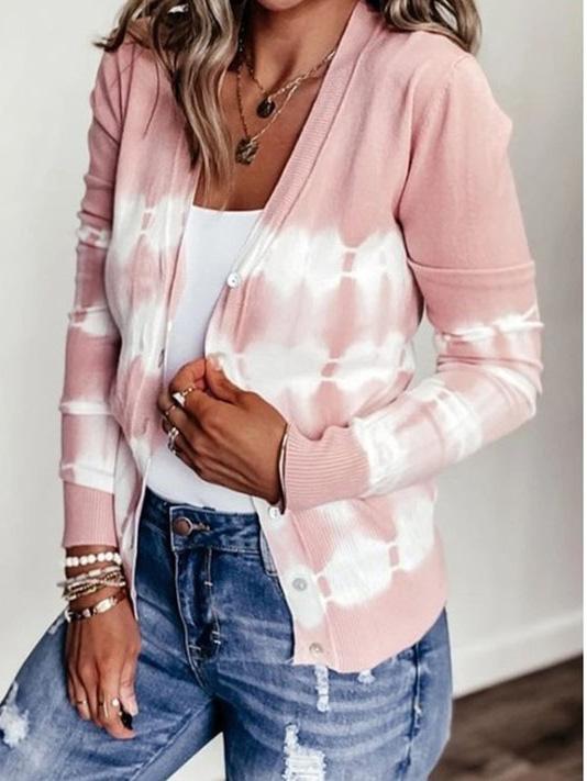 Women's Cardigan Tie-Dye Printed Button Knit Cardigan - Cardigans - INS | Online Fashion Free Shipping Clothing, Dresses, Tops, Shoes - 11/08/2021 - 20-30 - CAR2108121117