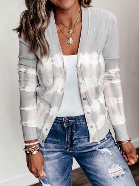 Women's Cardigan Tie-Dye Printed Button Knit Cardigan - Cardigans - INS | Online Fashion Free Shipping Clothing, Dresses, Tops, Shoes - 11/08/2021 - 20-30 - CAR2108121117