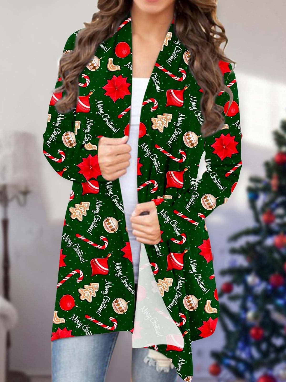 Women's Cardigans Christmas Print Long Sleeve Cardigan - Cardigans & Sweaters - INS | Online Fashion Free Shipping Clothing, Dresses, Tops, Shoes - 11/11/2021 - 20-30 - CAR2111111186