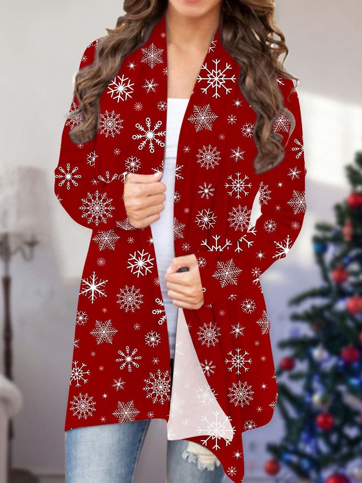 Women's Cardigans Christmas Print Long Sleeve Cardigan - Cardigans & Sweaters - INS | Online Fashion Free Shipping Clothing, Dresses, Tops, Shoes - 11/11/2021 - 20-30 - CAR2111111186