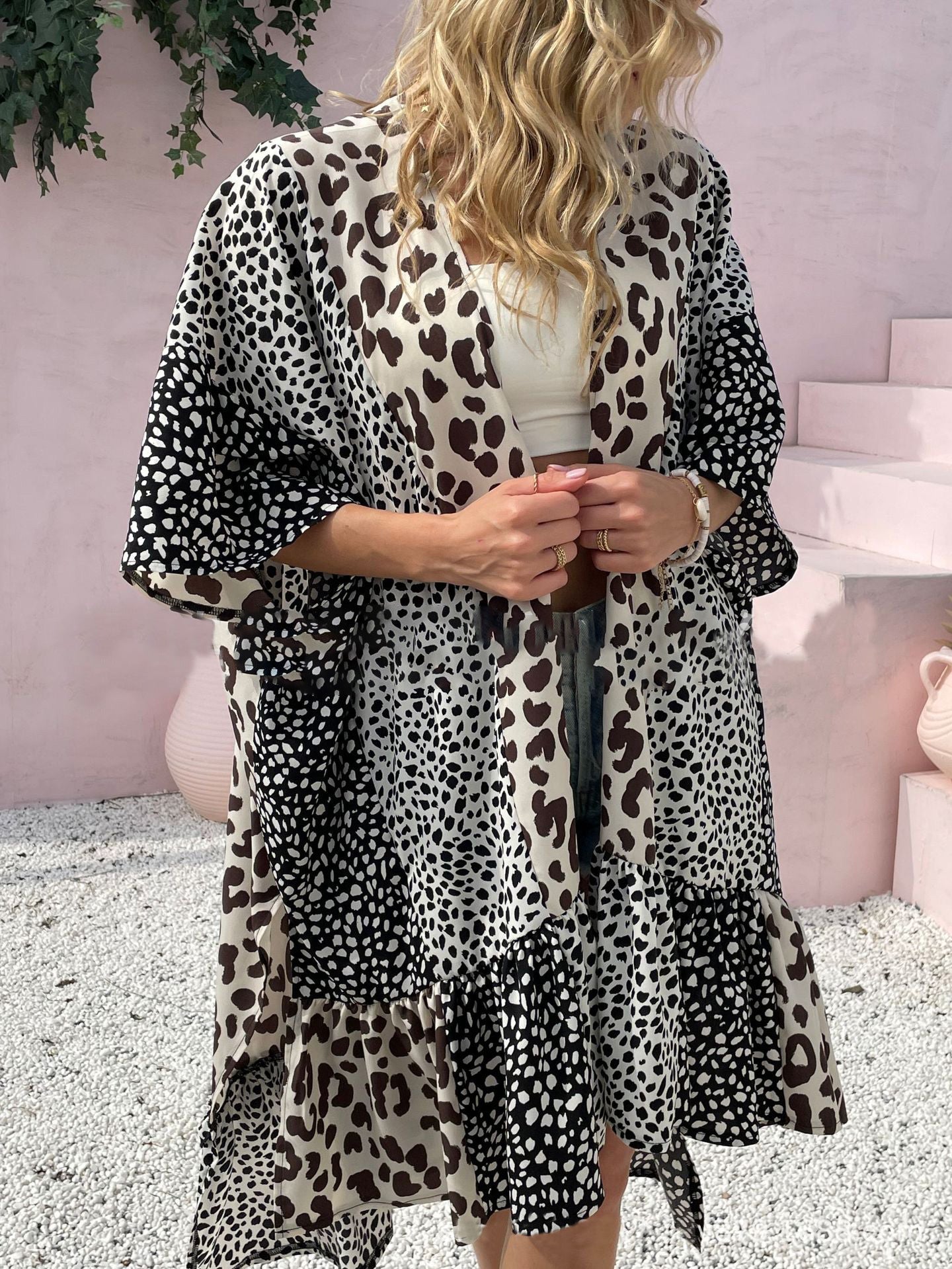 Women's Cardigans Leopard Print Panel Doll Sleeve Midi Cardigan - Cardigans - Instastyled | Online Fashion Free Shipping Clothing, Dresses, Tops, Shoes - 28/02/2022 - 40-50 - CAR2202281214
