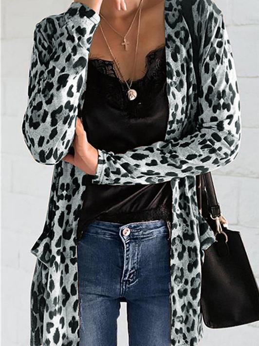 Women's Cardigans Leopard Print Pocket Long Sleeve Mid-Length Cardigan - Cardigans & Sweaters - INS | Online Fashion Free Shipping Clothing, Dresses, Tops, Shoes - 15/11/2021 - CAR2111151188 - Cardigans & Sweaters