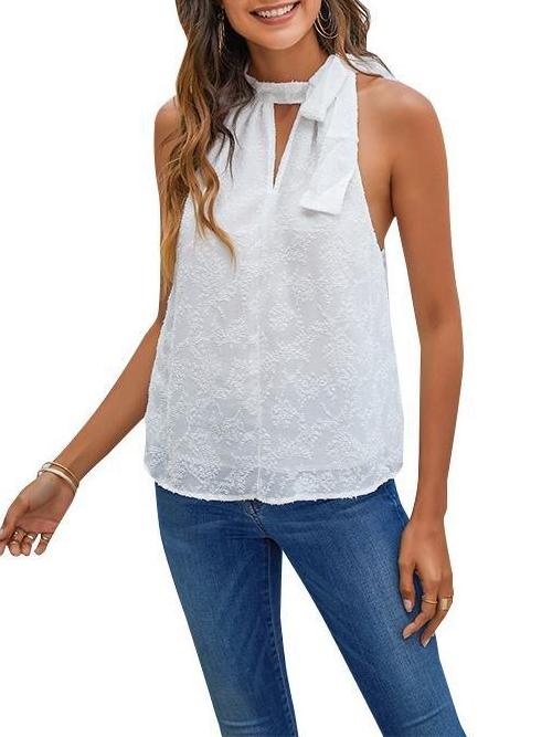 Women's Casual Chiffon Solid Color Sleeveless Top T-shirt - T-Shirts - INS | Online Fashion Free Shipping Clothing, Dresses, Tops, Shoes - 18/03/2021 - 2XL - Color_White