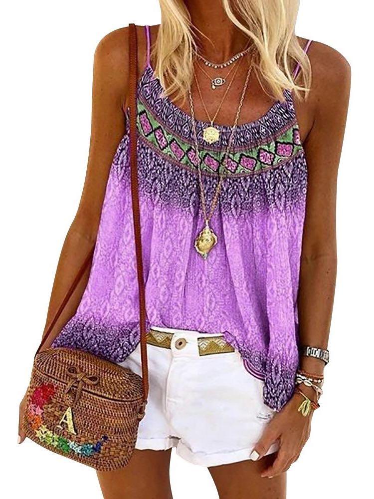 Women's Casual Loose Prined Tank Top - INS | Online Fashion Free Shipping Clothing, Dresses, Tops, Shoes