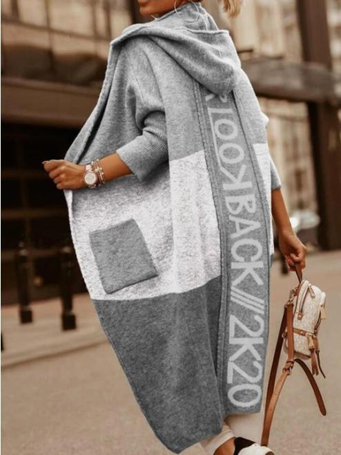 Women's Coats Colorblock Pocket Hooded Long Cardigan Coat - Coats & Jackets - INS | Online Fashion Free Shipping Clothing, Dresses, Tops, Shoes - 20/10/2021 - COA2110201238 - Coats & Jackets