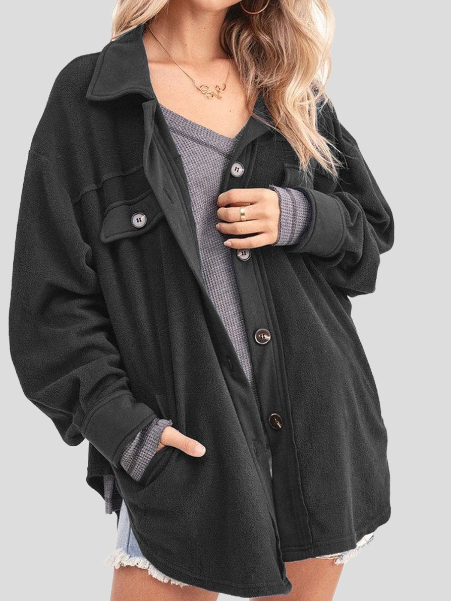 Women's Coats Lapel Fleece Buttoned Pocket Shirt Coat - Coats & Jackets - INS | Online Fashion Free Shipping Clothing, Dresses, Tops, Shoes - 06/11/2021 - 30-40 - COA2111061288