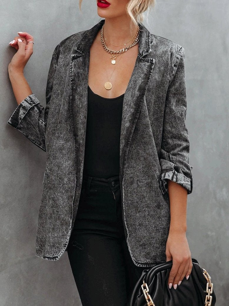 Women's Coats Lapel Long Sleeve Cardigan Denim Coat - Coats & Jackets - INS | Online Fashion Free Shipping Clothing, Dresses, Tops, Shoes - 28/09/2021 - 30-40 - COA2109281169