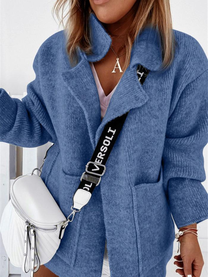 Women's Coats Lapel Pocket Knit Sweater Cardigan Coats - Coats & Jackets - INS | Online Fashion Free Shipping Clothing, Dresses, Tops, Shoes - 09/09/2021 - 30-40 - COA2109091136