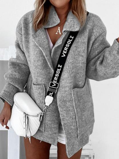 Women's Coats Lapel Pocket Knit Sweater Cardigan Coats - Coats & Jackets - INS | Online Fashion Free Shipping Clothing, Dresses, Tops, Shoes - 09/09/2021 - 30-40 - COA2109091136