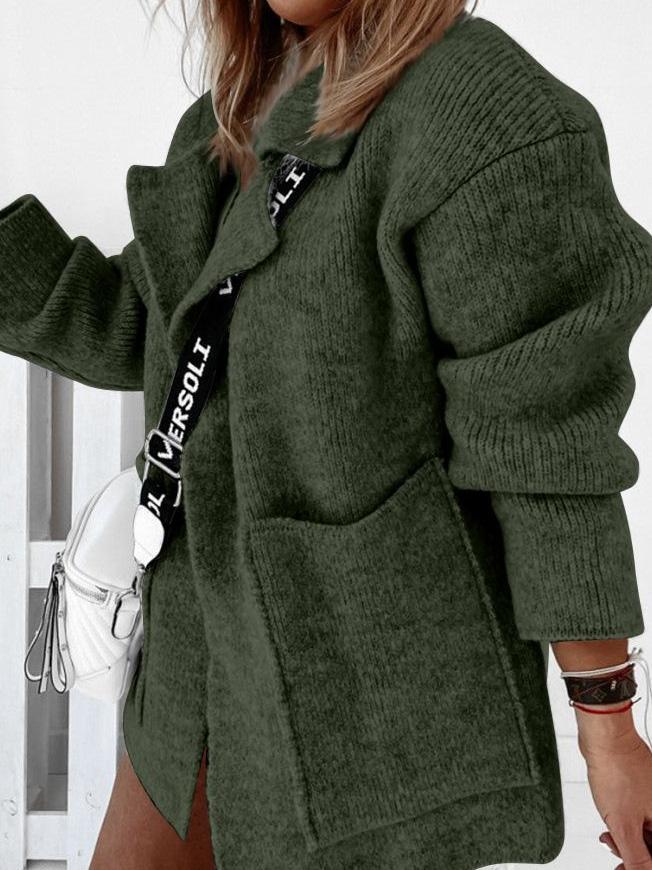 Women's Coats Lapel Pocket Knit Sweater Cardigan Coats - Coats & Jackets - INS | Online Fashion Free Shipping Clothing, Dresses, Tops, Shoes - 09/09/2021 - 30-40 - COA2109091136