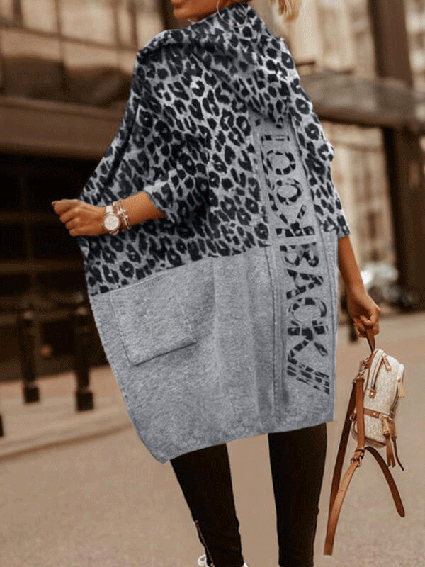 Women's Coats Lazy Style Loose Long Sleeve Leopard Woolen Coat - Coats & Jackets - INS | Online Fashion Free Shipping Clothing, Dresses, Tops, Shoes - 23/10/2021 - 40-50 - COA2110231246