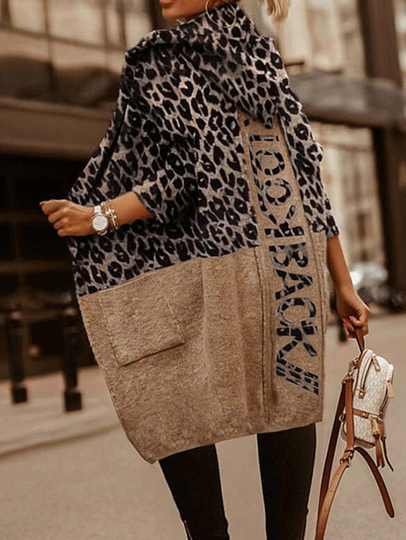 Women's Coats Lazy Style Loose Long Sleeve Leopard Woolen Coat - Coats & Jackets - INS | Online Fashion Free Shipping Clothing, Dresses, Tops, Shoes - 23/10/2021 - 40-50 - COA2110231246