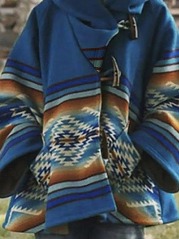 Women's Coats Long Sleeve Hooded Printed Horn Button Woolen Coat - Coats & Jackets - INS | Online Fashion Free Shipping Clothing, Dresses, Tops, Shoes - 10/09/2021 - COA2109101139 - Coats & Jackets