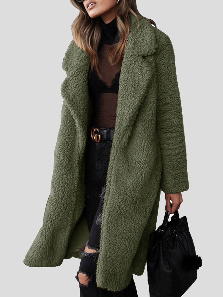 Women's Coats Long Sleeve Lapel Plush Long Coat - Coats & Jackets - INS | Online Fashion Free Shipping Clothing, Dresses, Tops, Shoes - 29/09/2021 - 30-40 - COA2109291185