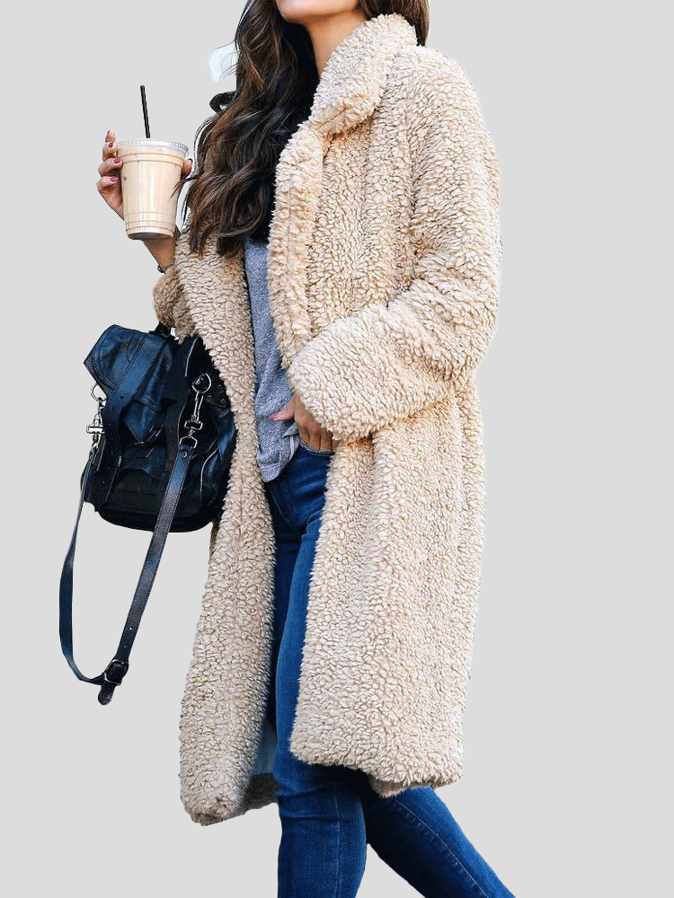 Women's Coats Long Sleeve Lapel Plush Long Coat - Coats & Jackets - INS | Online Fashion Free Shipping Clothing, Dresses, Tops, Shoes - 29/09/2021 - 30-40 - COA2109291185