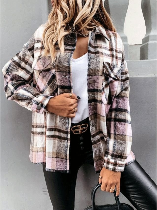 Women's Coats Long Sleeve Pocket Plaid Casual Coats - Cardigans & Sweaters - INS | Online Fashion Free Shipping Clothing, Dresses, Tops, Shoes - 03/09/2021 - 30-40 - Cardigans & Sweaters