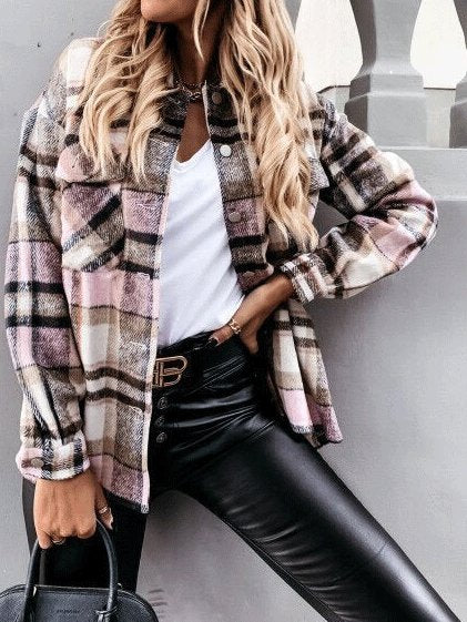 Women's Coats Long Sleeve Pocket Plaid Casual Coats - Cardigans & Sweaters - INS | Online Fashion Free Shipping Clothing, Dresses, Tops, Shoes - 03/09/2021 - 30-40 - Cardigans & Sweaters