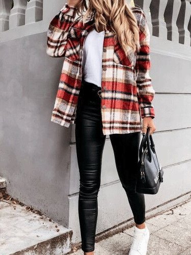 Women's Coats Long Sleeve Pocket Plaid Casual Coats - Cardigans & Sweaters - INS | Online Fashion Free Shipping Clothing, Dresses, Tops, Shoes - 03/09/2021 - 30-40 - Cardigans & Sweaters